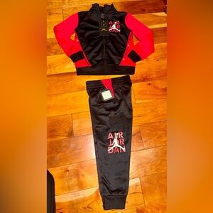 NWT Jordan Black and Red Jacket & Pants Track Suit Set